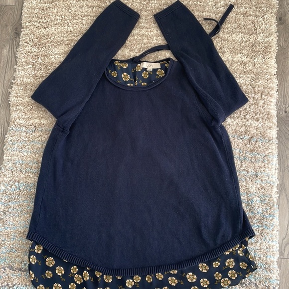 - Ann Taylor loft sweater tie back navy size large - Picture 10 of 11